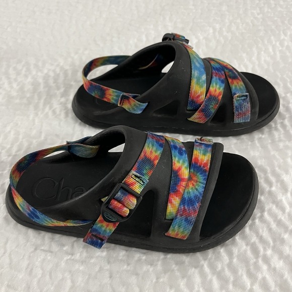 Chaco Other - Chaco Kids Chillos Tie Dye Sport Sandals Black Rainbow Straps Size 4 Junior